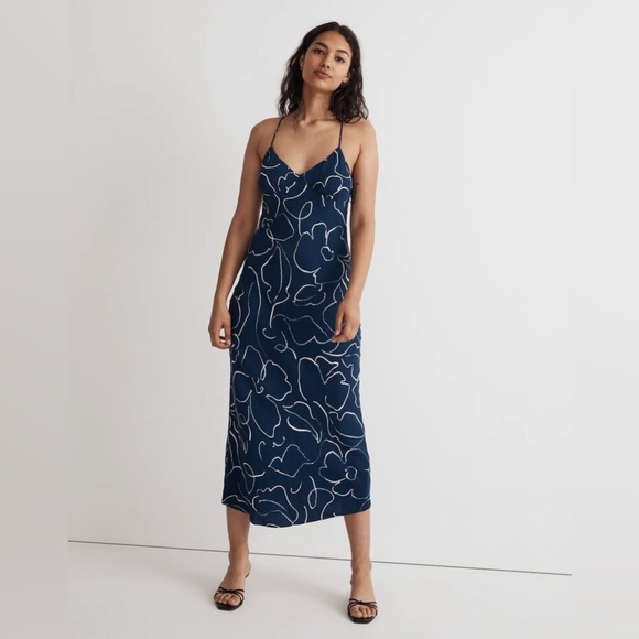 Madewell | 2023 The Layton Midi Slip Dress Size 0 Abstract Floral NL170 - Picture 1 of 12